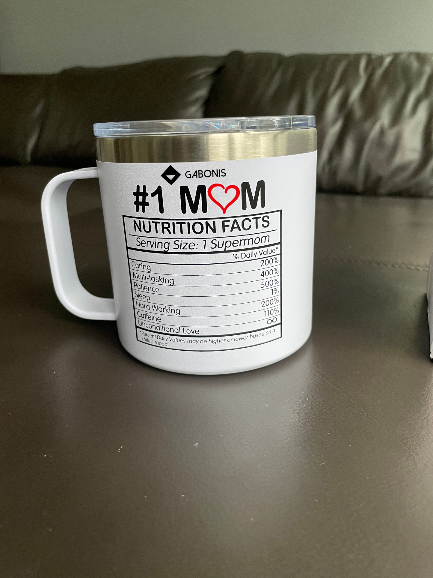 GABONIS #1 Mom Coffee Mug Birthday Gifts for Moms Grandma – White, 14oz